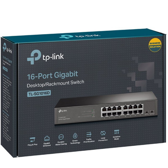 TP-Link TL-SG1016DE Smart Switch Gigabit 16 Puertos RJ45 10/100/1000 Gestión VLAN QoS